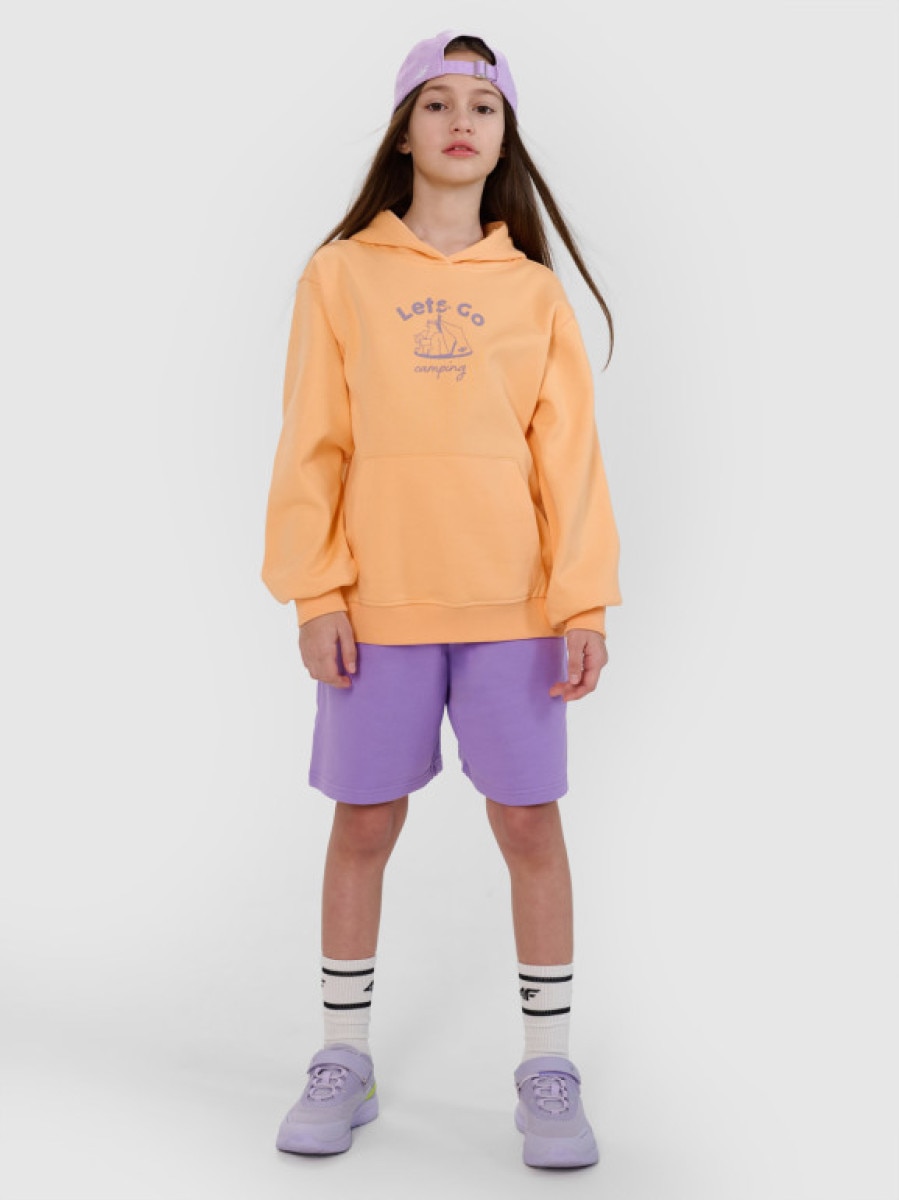 Dziewczęce spodenki dresowe 4F 4FJWSS25TSHOF628 - fioletowe