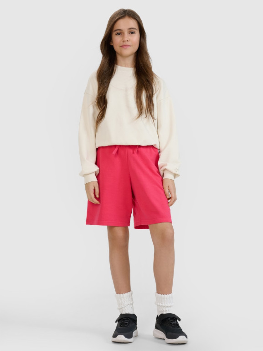 Dziewczęce spodenki dresowe 4F 4FJWSS25TSHOF628 - różowe