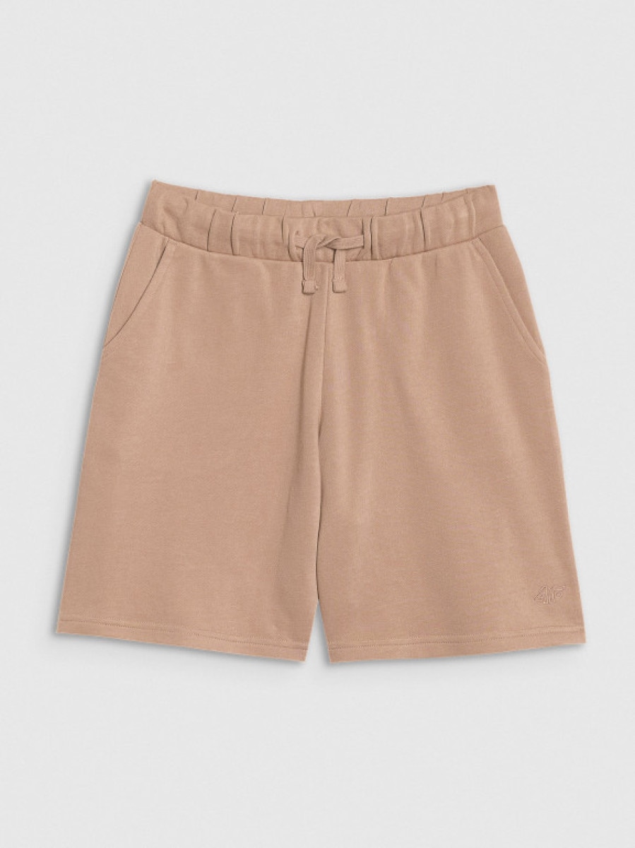 Dziewczęce spodenki dresowe 4F 4FJWSS25TSHOF628 - brązowe