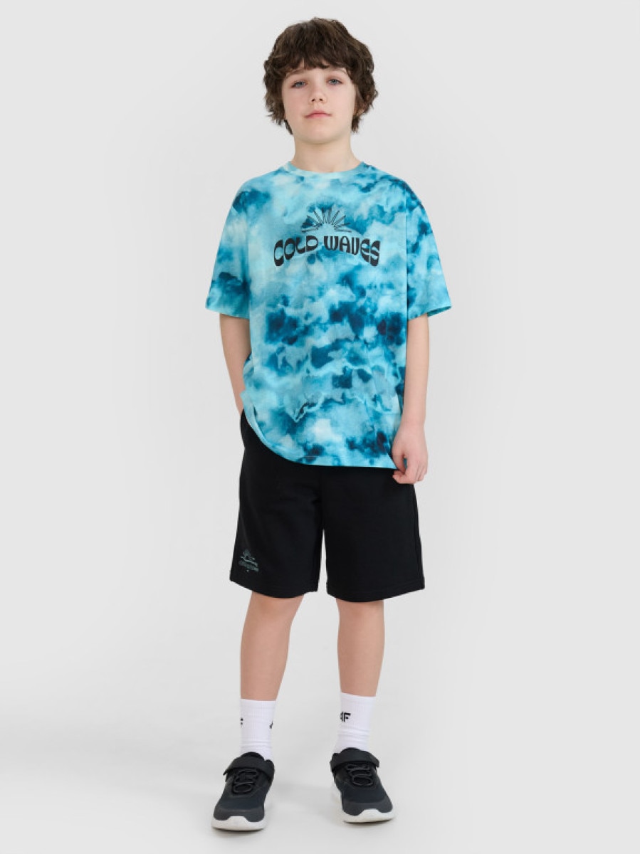 Chłopięce spodenki dresowe 4F 4FJWSS25TSHOM500 - czarne