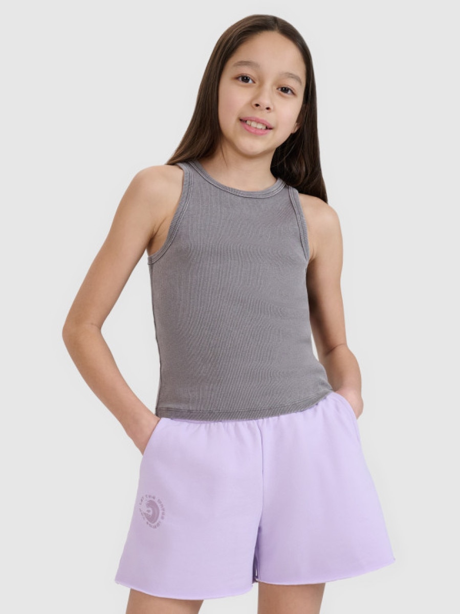 Dziewczęcy top basic 4F 4FJWSS25TSLEF111 - szary