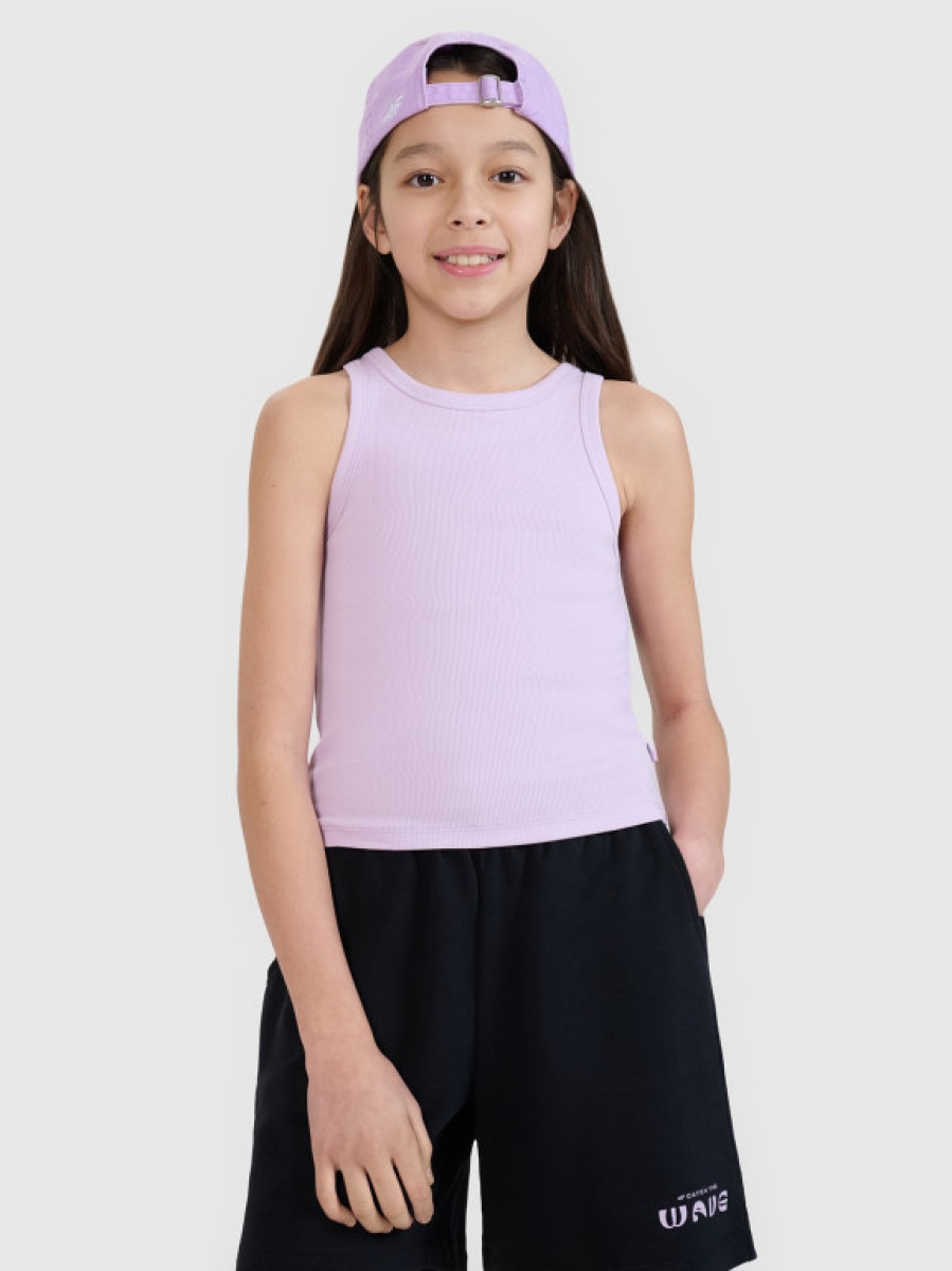 Dziewczęcy top basic 4F 4FJWSS25TSLEF111 - różowy