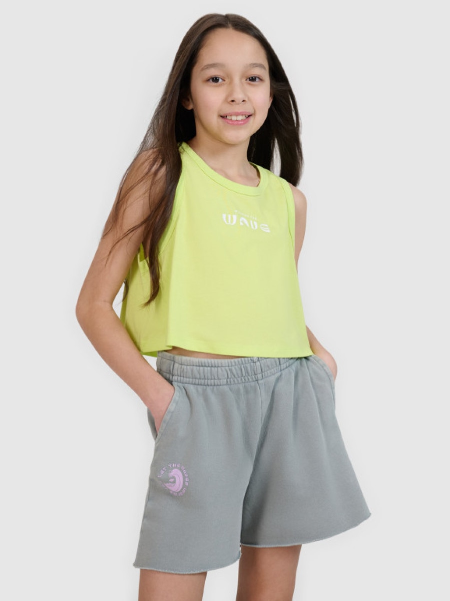 Dziewczęcy top 4F 4FJWSS25TSLEF112 - zielony