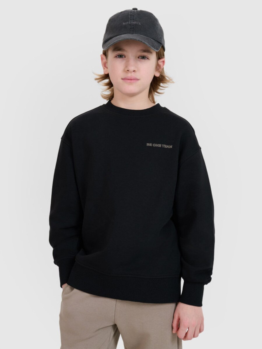 Chłopięca bluza dresowa bez kaptura nierozpinana 4F 4FJWSS25TSWSM1713 - czarna