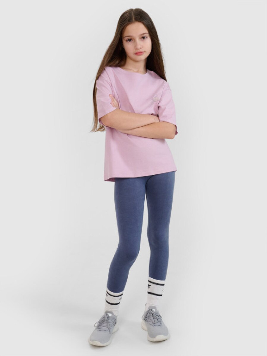 Dziewczęce legginsy dzianinowe 4F 4FJWSS25TTIGF221 - granatowe