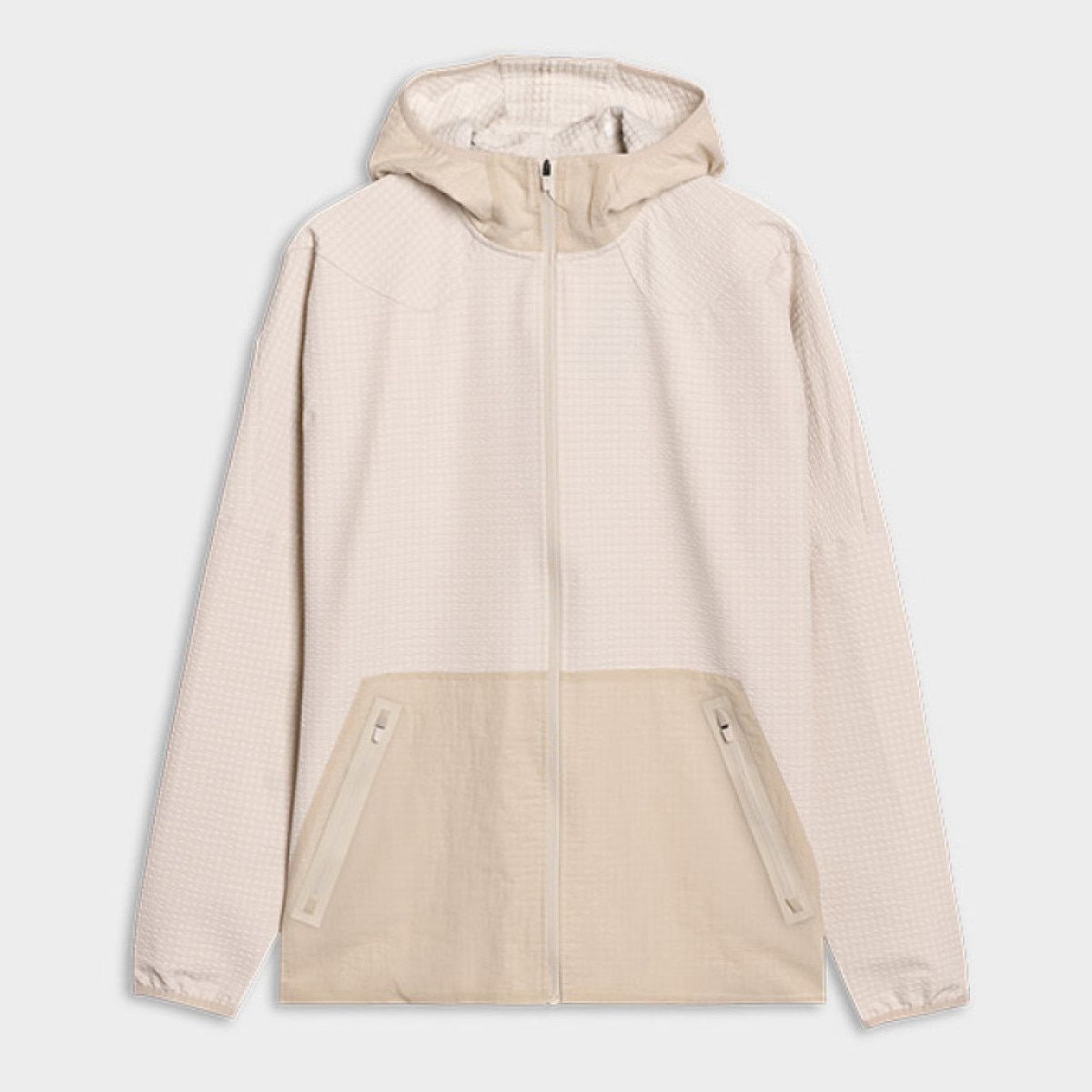 Męska bluza treningowa rozpinana z kapturem 4F x Robert Lewandowski RL9SSS25TFSWM615 - beżowa