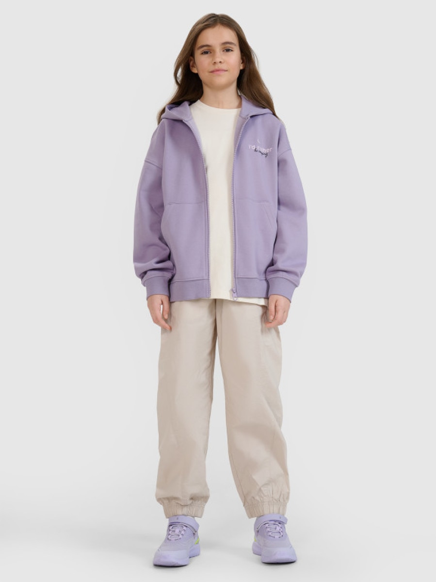 Dziewczęca spodnie dresowe joggery 4F 4FJRSS25TTROF1465 - beżowe