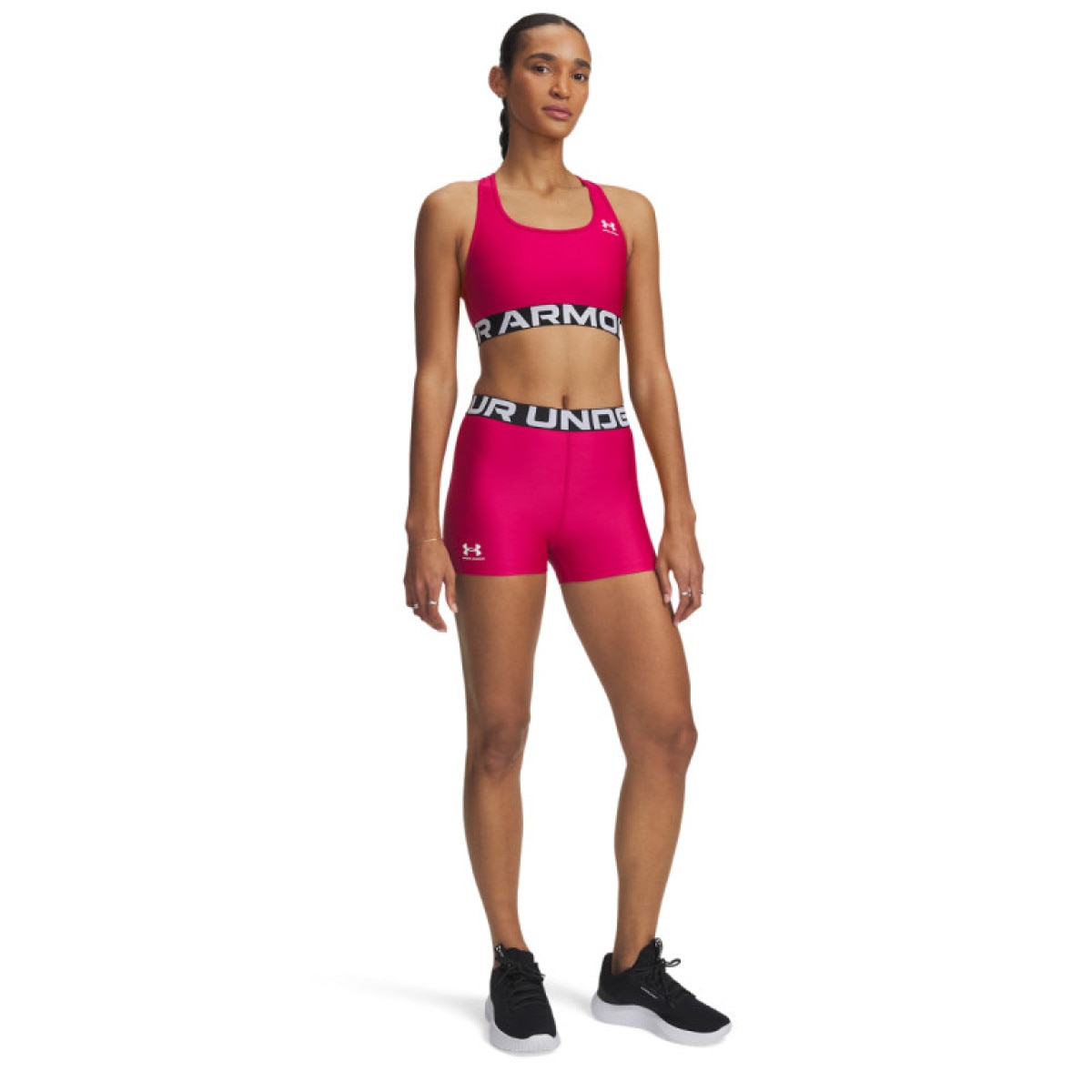 Damskie legginsy krótkie treningowe Under Armour UA Hg Authentics Shorty - różowe