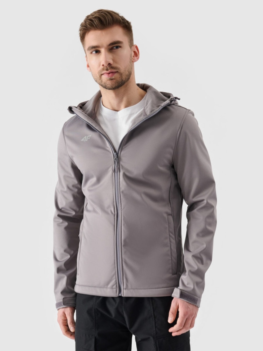 Męski softshell wiatroodporny z kapturem 4F NOSH4-SFM001B - szary