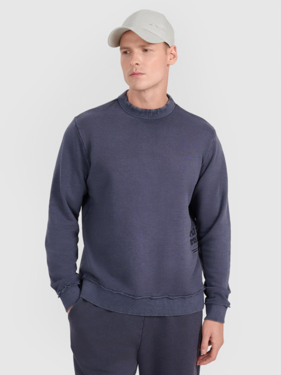 Męska bluza dresowa nierozpinana bez kaptura 4F 4FWSS25TSWSM1739 - granatowy