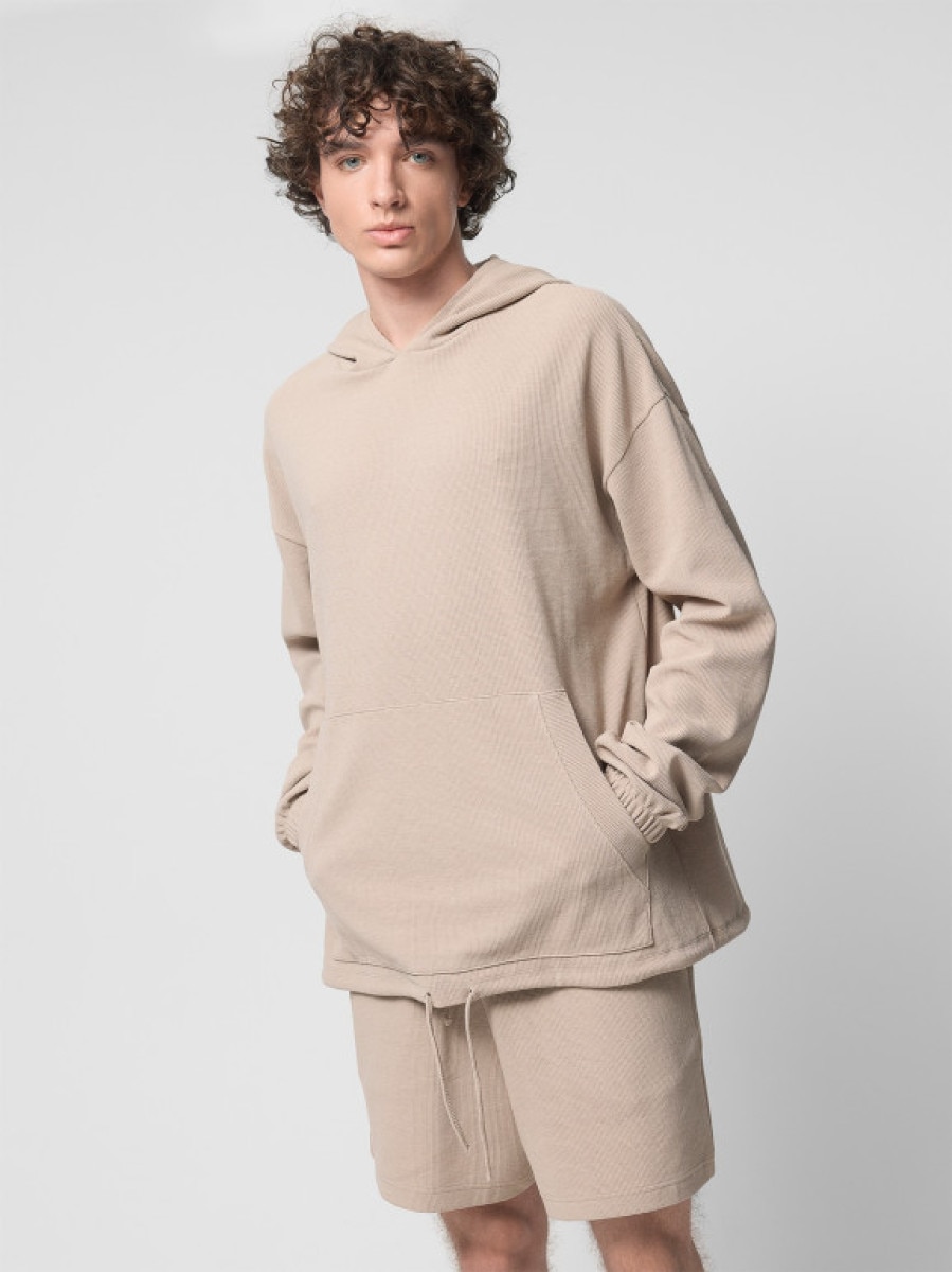 Męska bluza nierozpinana z kapturem Outhorn OTHWSS24TSWSM1635 - beżowa