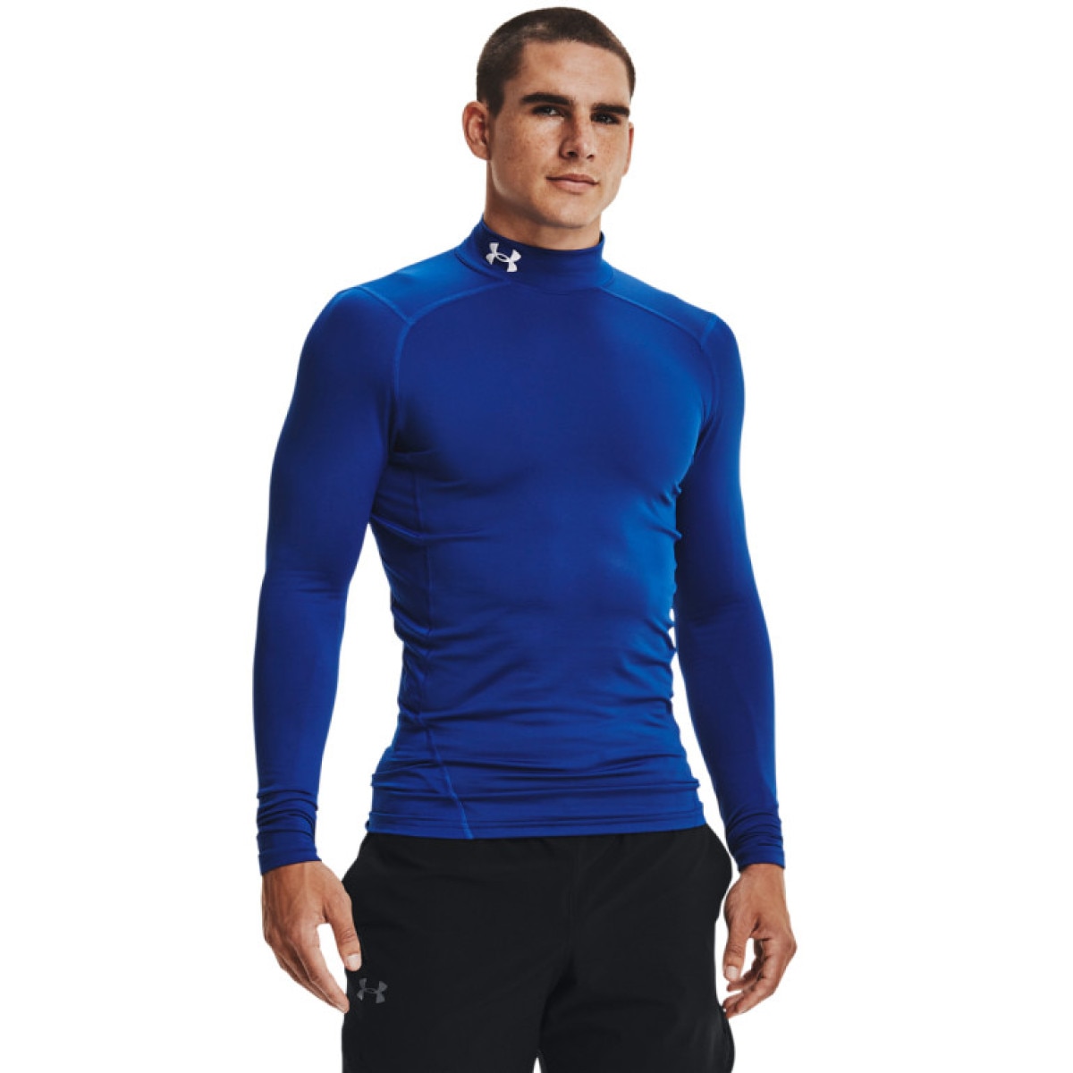Męski longsleeve treningowy termoaktywny Under Armour UA CG Armour Comp Mock - granatowy