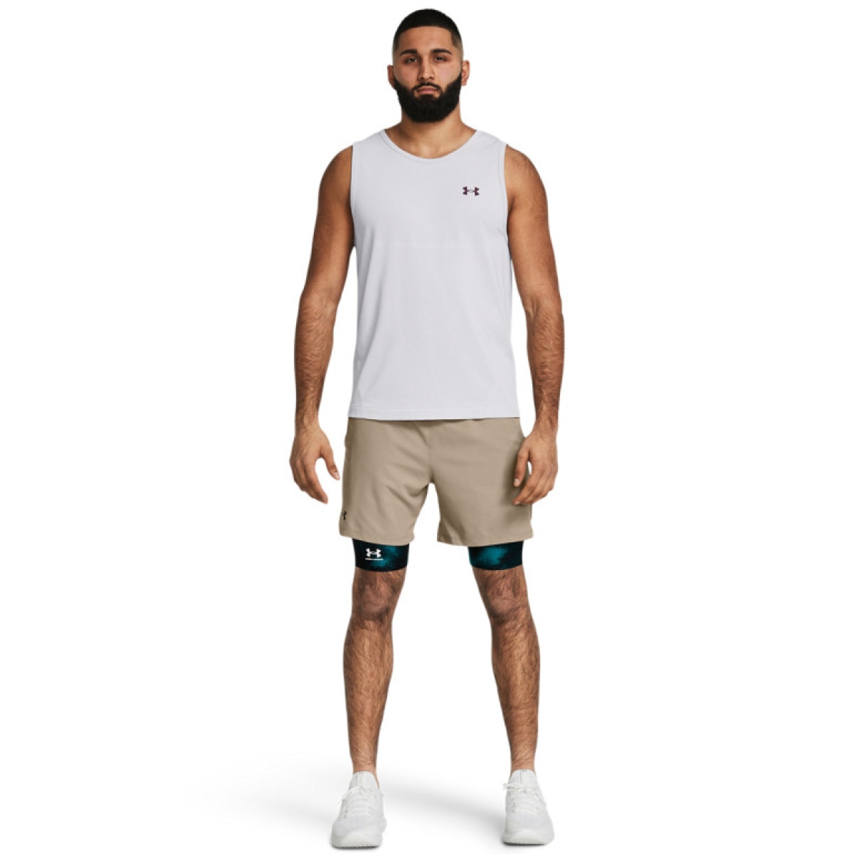 Męskie spodenki treningowe Under Armour UA Vanish Woven 6in Shorts - beżowe