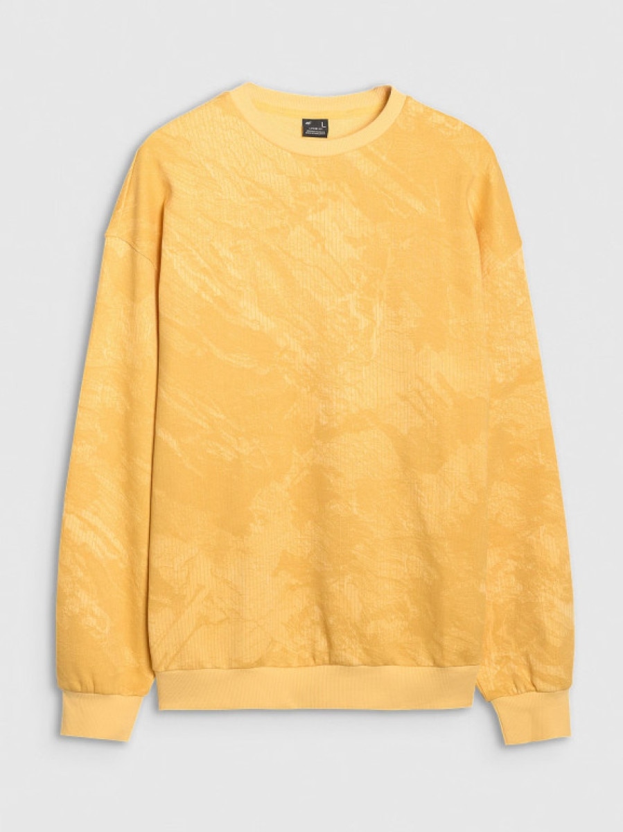 Męska bluza dresowa nierozpinana bez kaptura 4F 4FWSS25TSWSM1582 - żółta