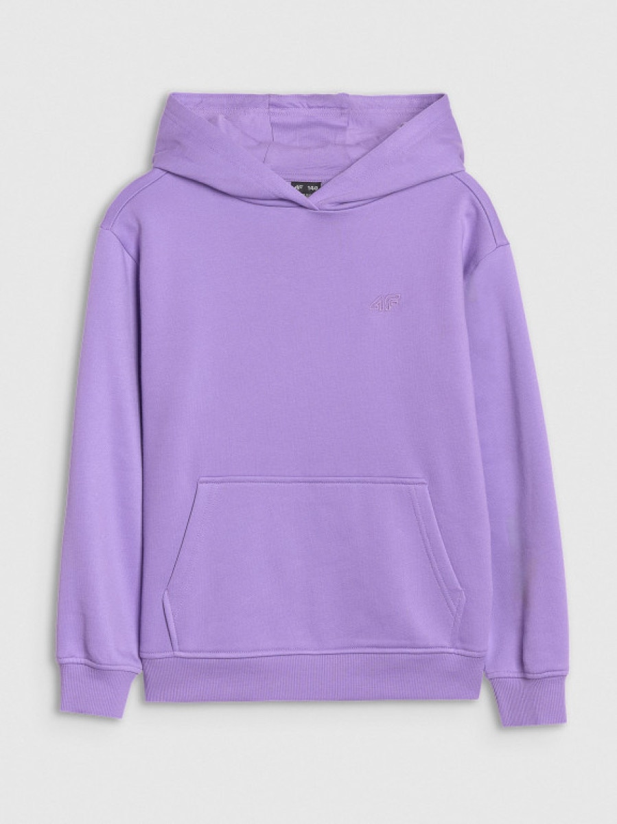 Dziewczęca bluza dresowa nierozpinana bez kaptura 4F 4FJWSS25TSWSF1854 - fioletowa