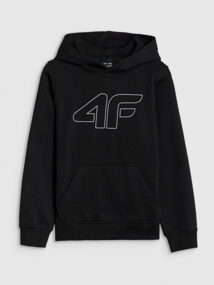 Chłopięca bluza dresowa nierozpinana bez kaptura 4F 4FJWSS25TSWSM1716 - czarna