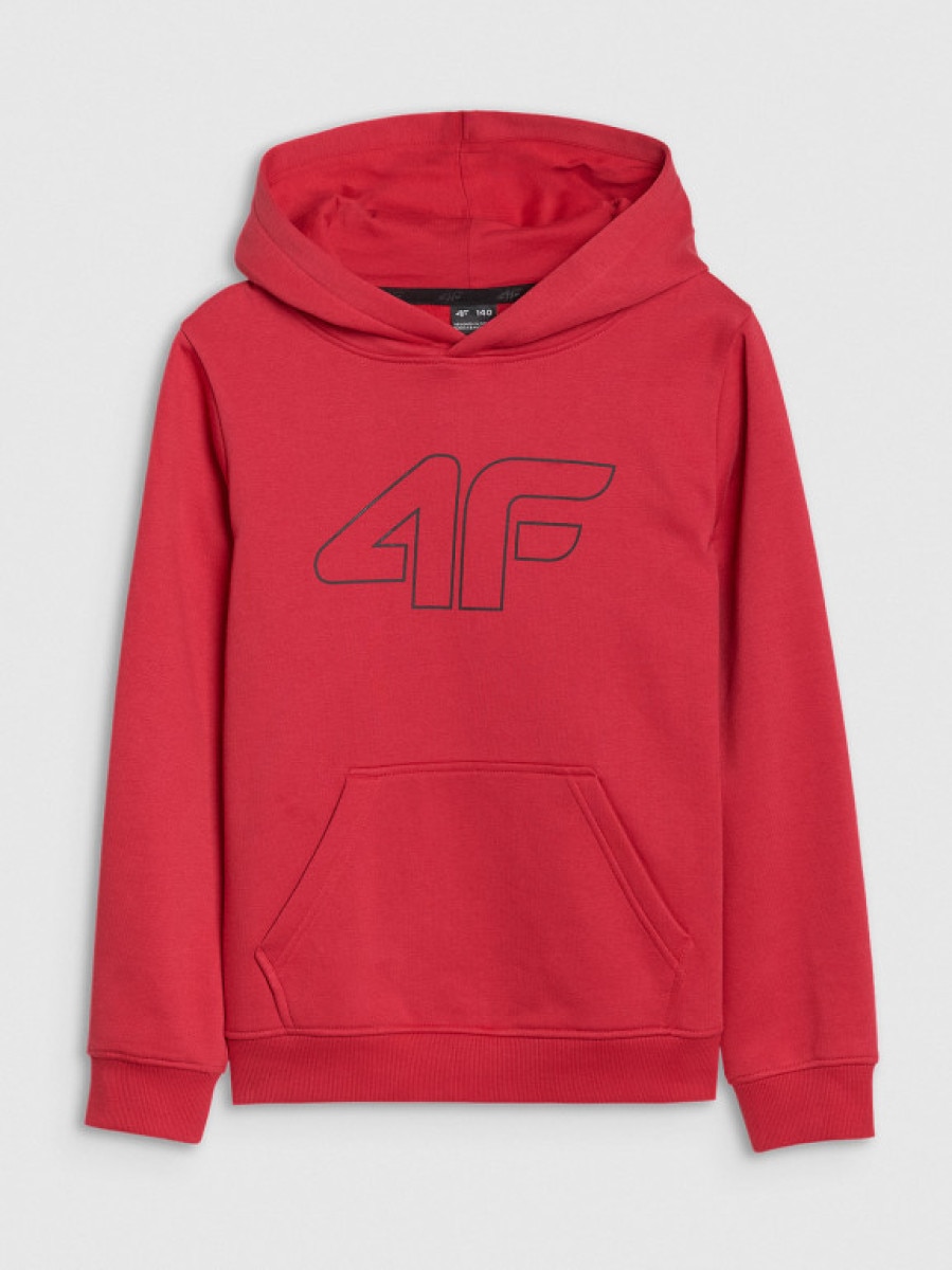 Chłopięca bluza dresowa nierozpinana bez kaptura 4F 4FJWSS25TSWSM1716 - czerwona