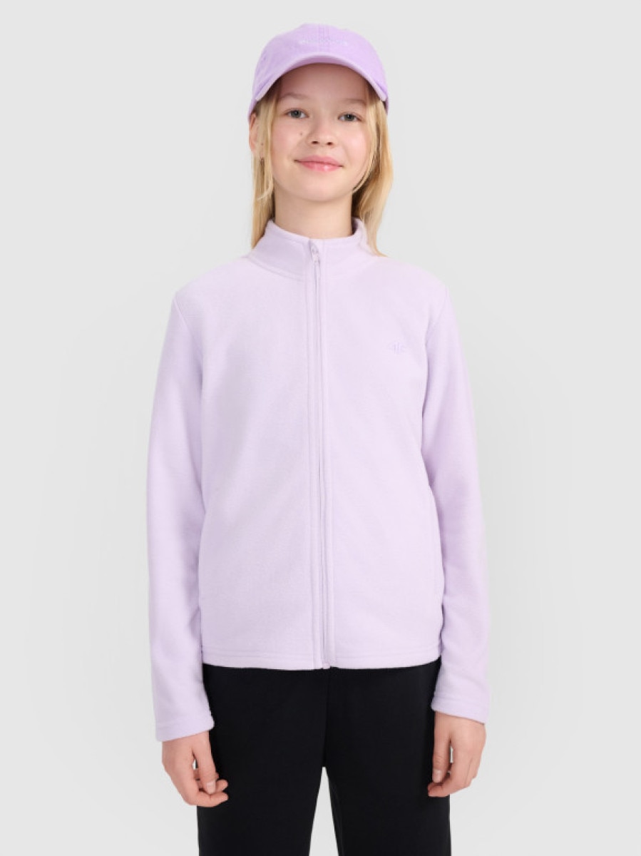 Dziewczęcy polar rozpinany 4F 4FJWSS25TFLEF386 - fioletowy