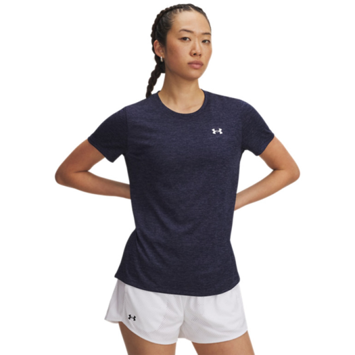 Damska koszulka treningowa Under Armour Tech SSC- Twist - granatowa
