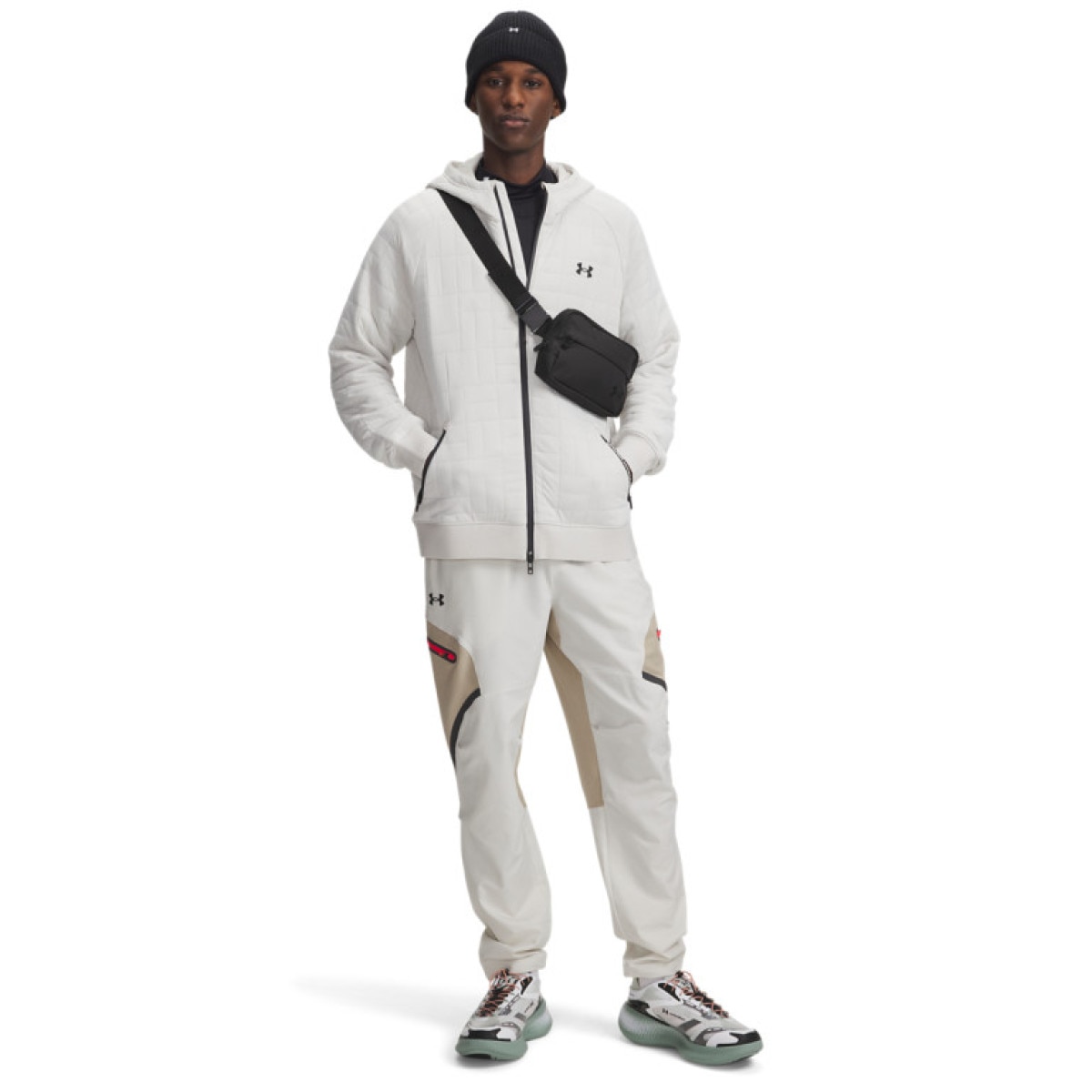 Męskie spodnie treningowe cargo UA Unstoppable Cargo Pant - białe