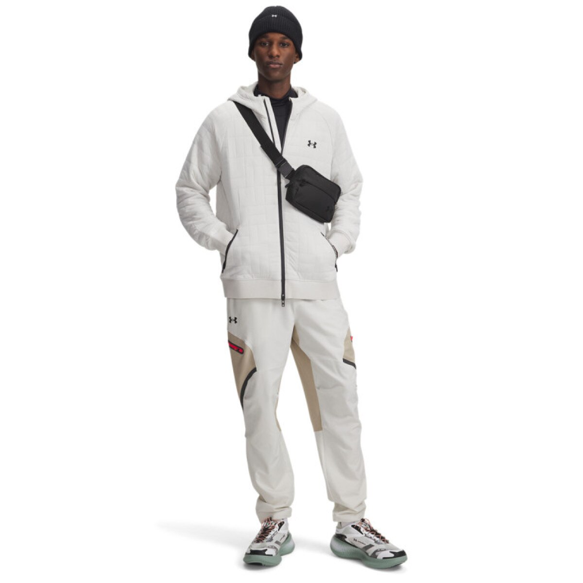 Męskie spodnie treningowe cargo UA Unstoppable Cargo Pant - białe