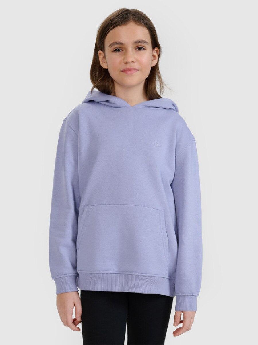 Dziewczęca bluza dresowa nierozpinana z kapturem 4F 4FJRAW24TSWSF1831 - niebieska