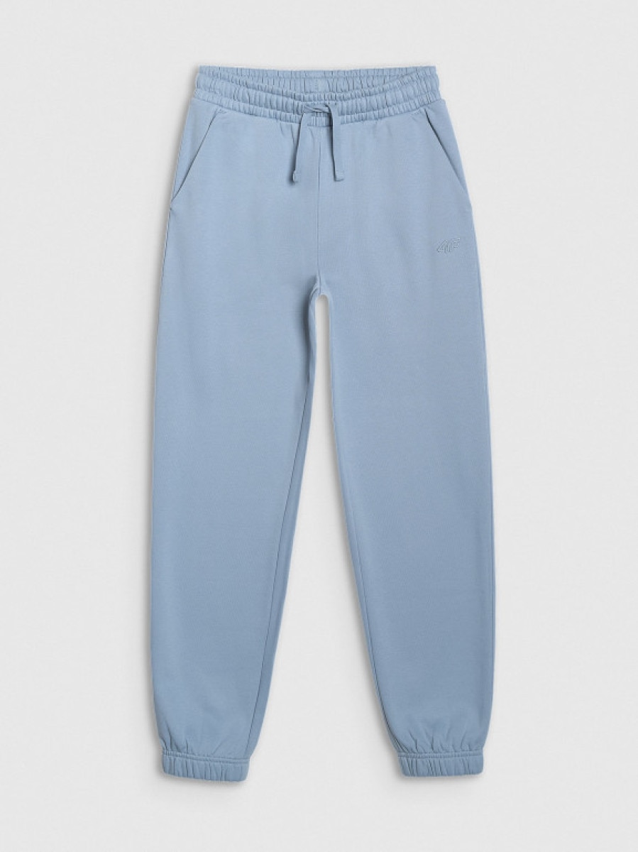 Dziewczęce spodnie dresowe joggery 4F 4FJRAW25TTROF1616 - niebieskie