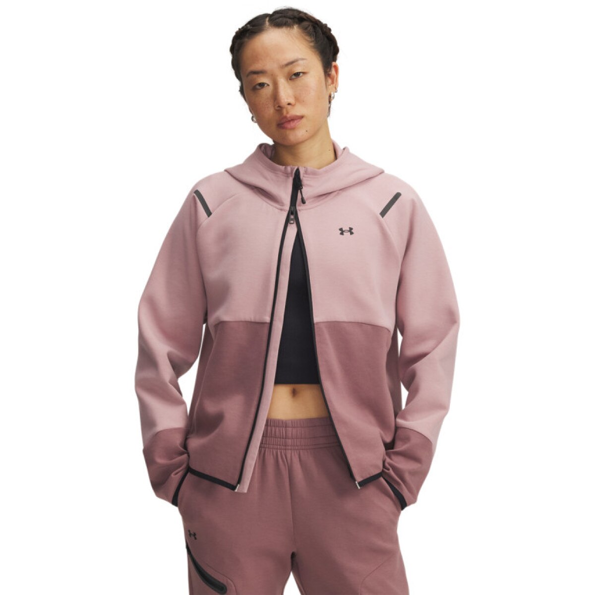 Damska bluza treningowa rozpinana z kapturem Under Armour Unstoppable Fleece FZ - różowa