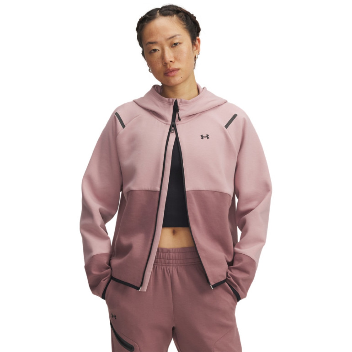 Damska bluza treningowa rozpinana z kapturem Under Armour Unstoppable Fleece FZ - różowa