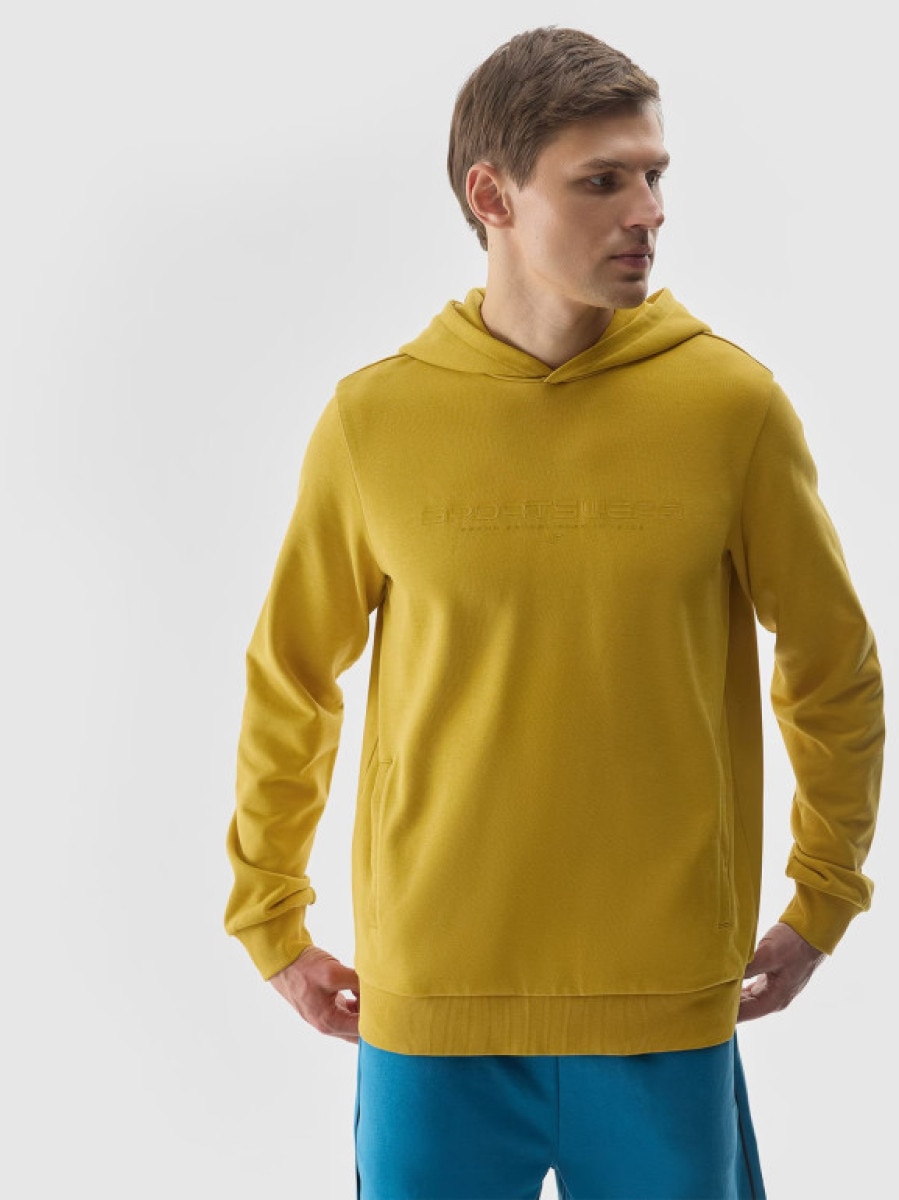 Męska bluza nierozpinana z kapturem 4F 4FWSS24TSWSM0948 - żółta