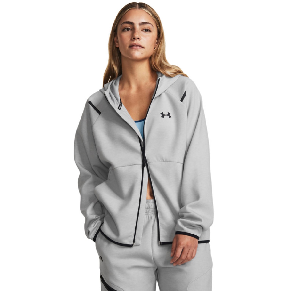 Damska bluza treningowa rozpinana z kapturem Under Armour Unstoppable Fleece FZ - szara