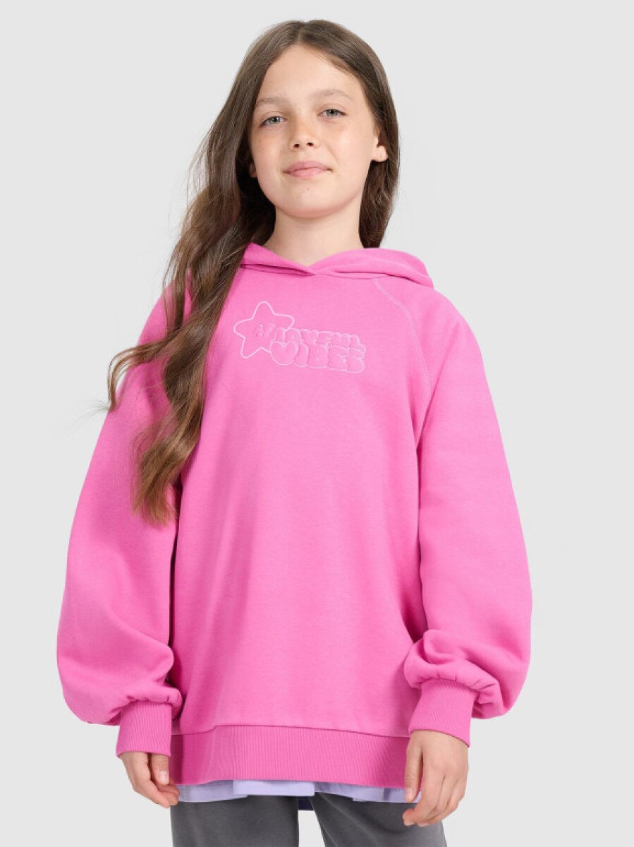 Dziewczęca bluza nierozpinana z kapturem 4F 4FJRAW25TSWSF2439 - różowa