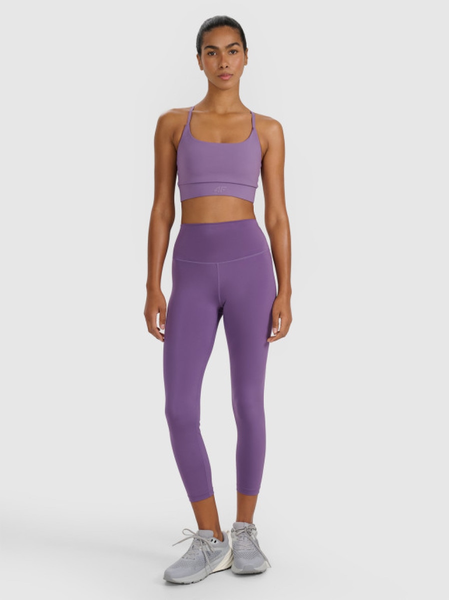 Damskie legginsy treningowe 7/8 4F 4FWAW25TFTIF361 - fioletowe