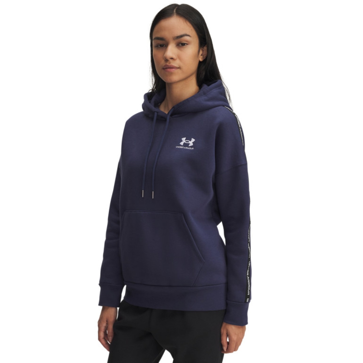 Damska bluza nierozpinana z kapturem Under Armour UA Icon Fleece Taped - granatowa