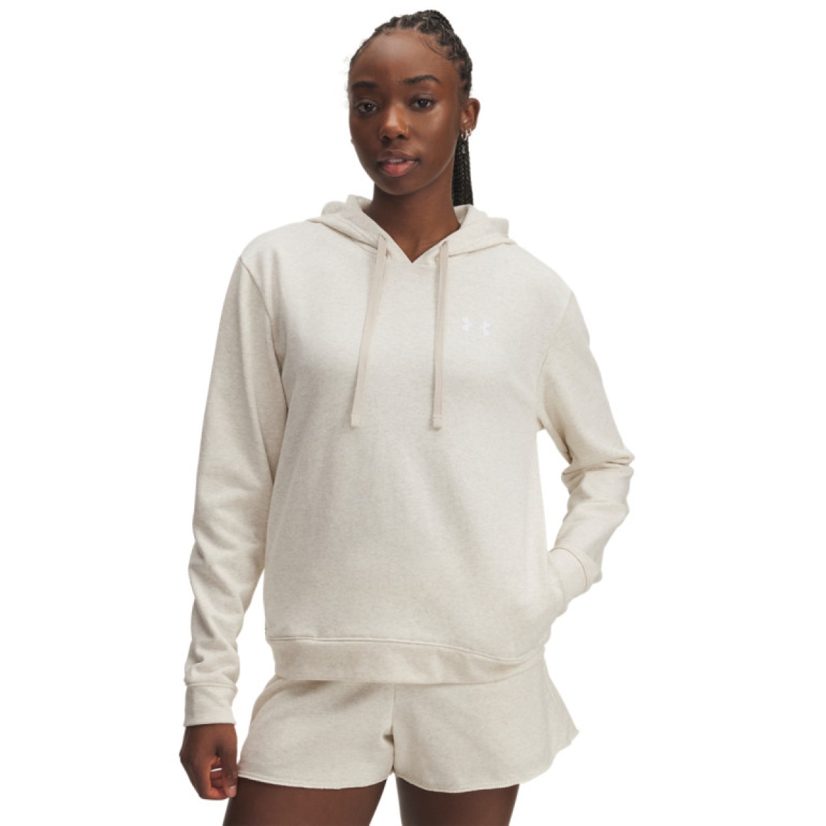 Damska bluza dresowa nierozpinana z kapturem Under Armour UA Rival Terry Hoodie - beżowa
