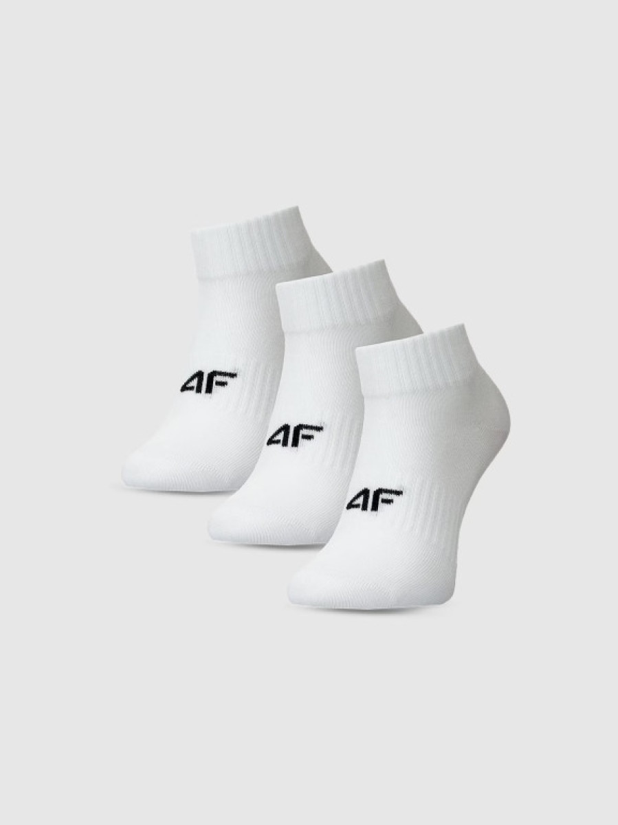 Dziewczęce skarpetki za kostkę (3-pack) 4F 4FJWMM00USOCF497 - białe