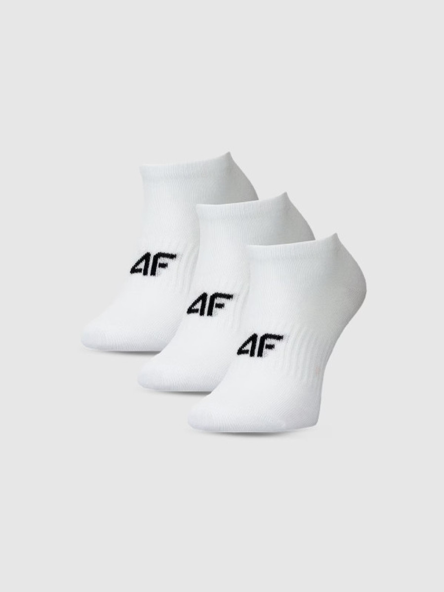 Chłopięce skarpetki za kostkę (3-pack) 4F 4FJWMM00USOCM498 - białe