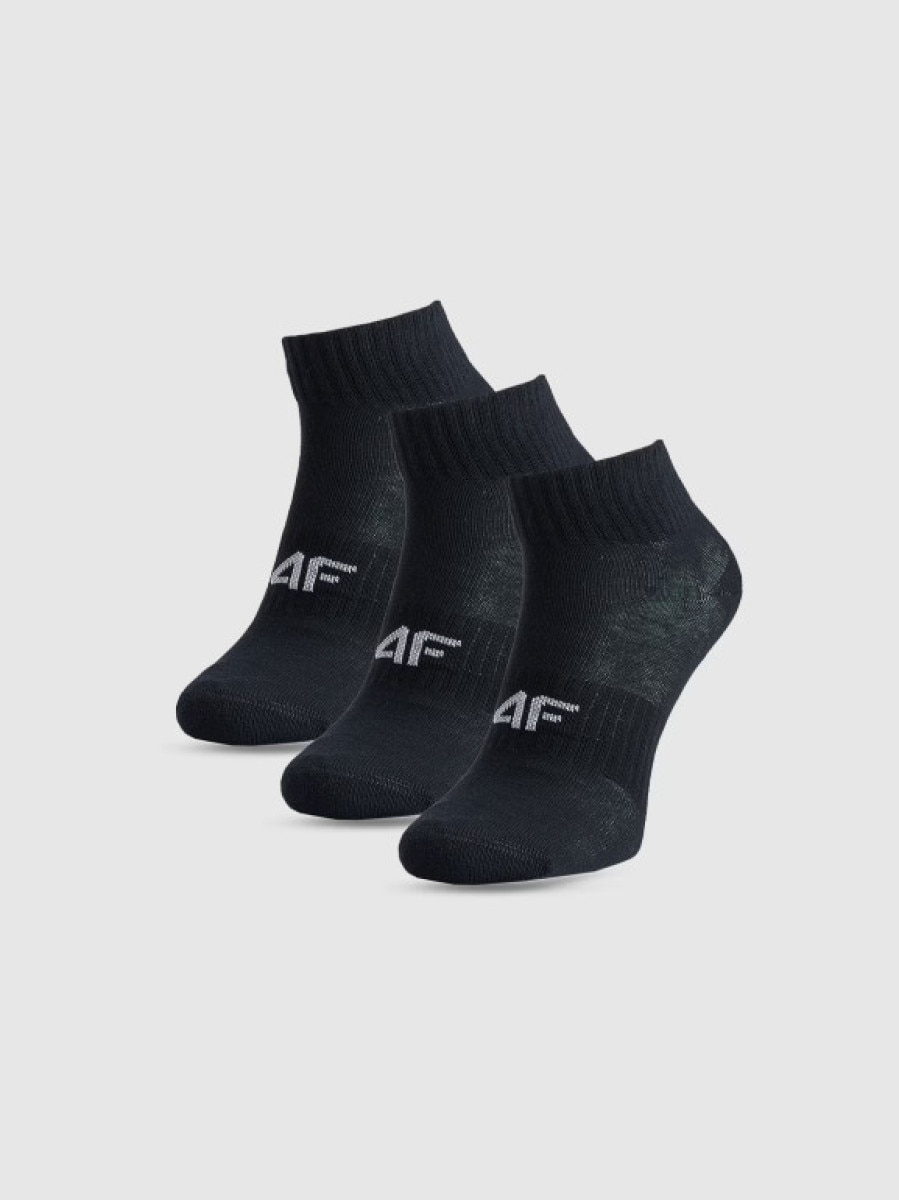 Chłopięce skarpetki za kostkę (3-pack) 4F 4FJWMM00USOCM499 - czarne