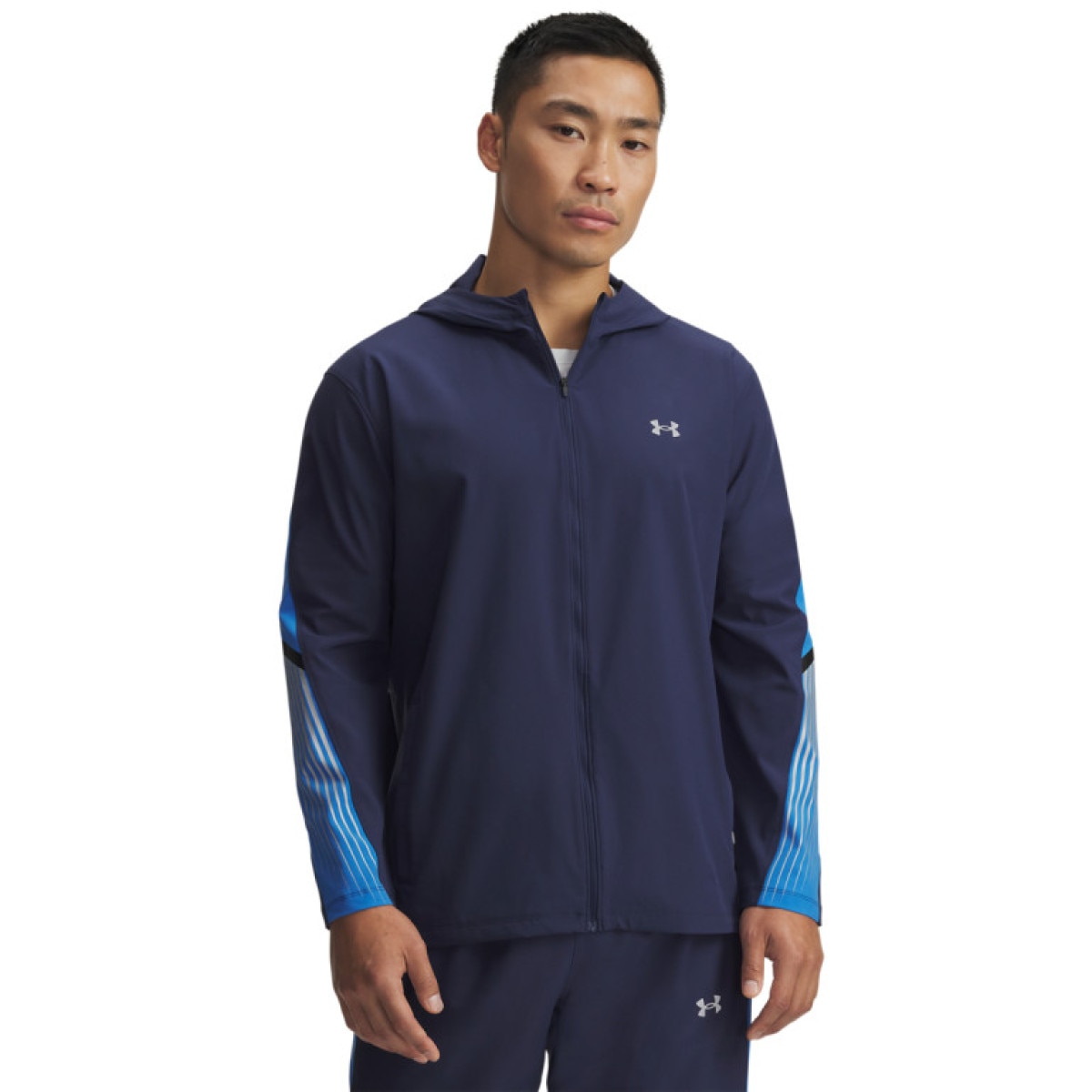 Męska kurtka do biegania Under Armour UA Velociti Storm Hooded - granatowa