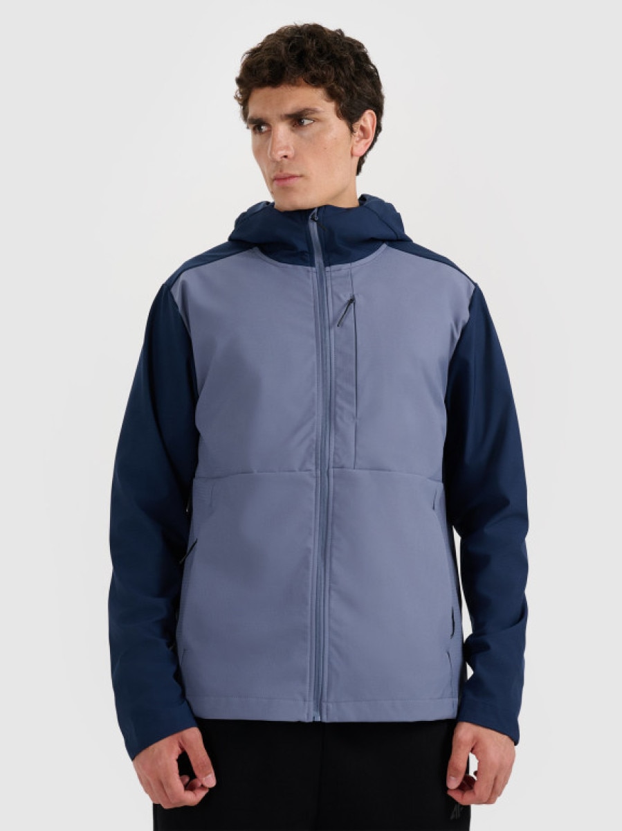 Męski softshell rozpinany z kapturem 4F 4FRSS25TSOFM436 - granatowy