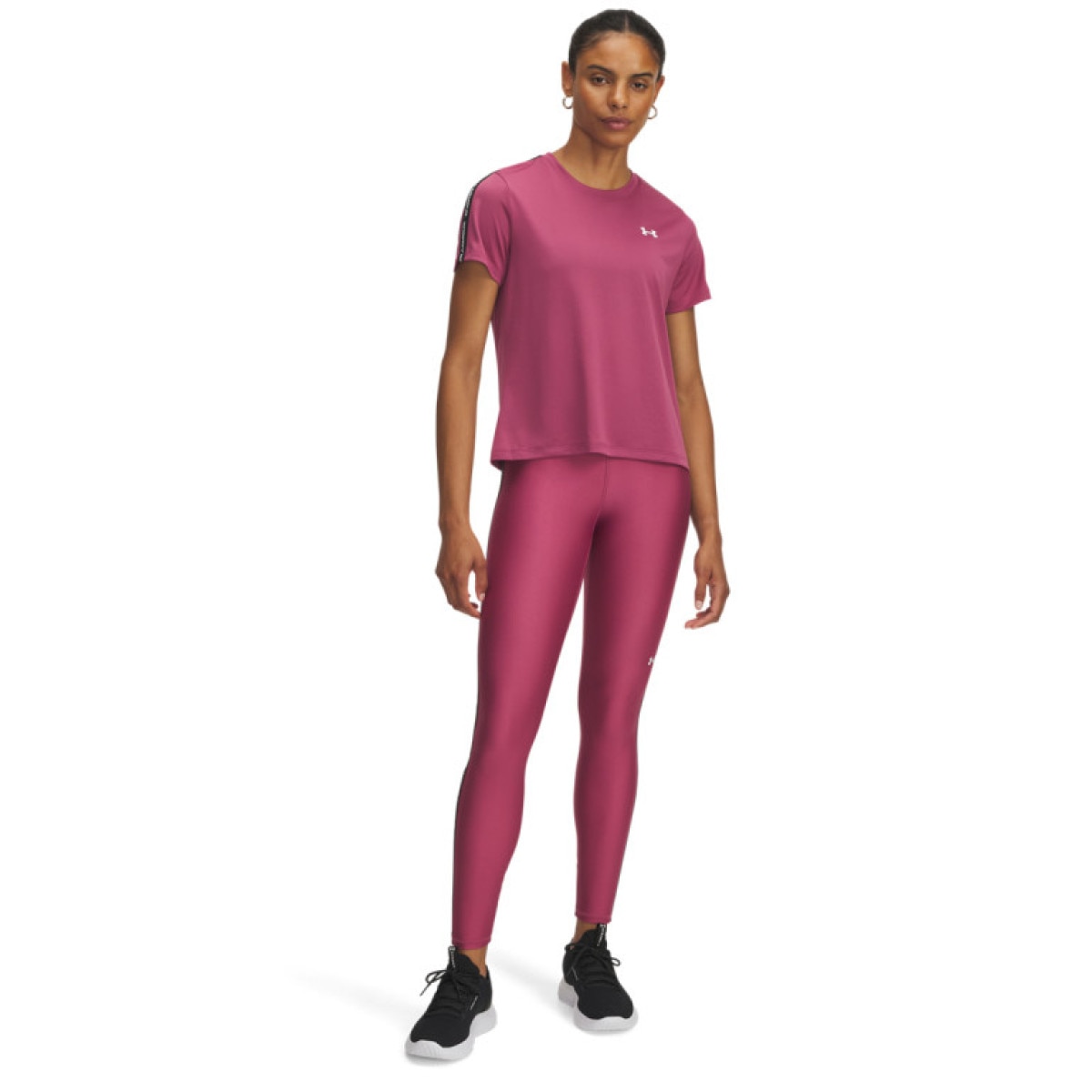 Damskie legginsy treningowe Under Armour UA Tech WM Tape Legging - różowe