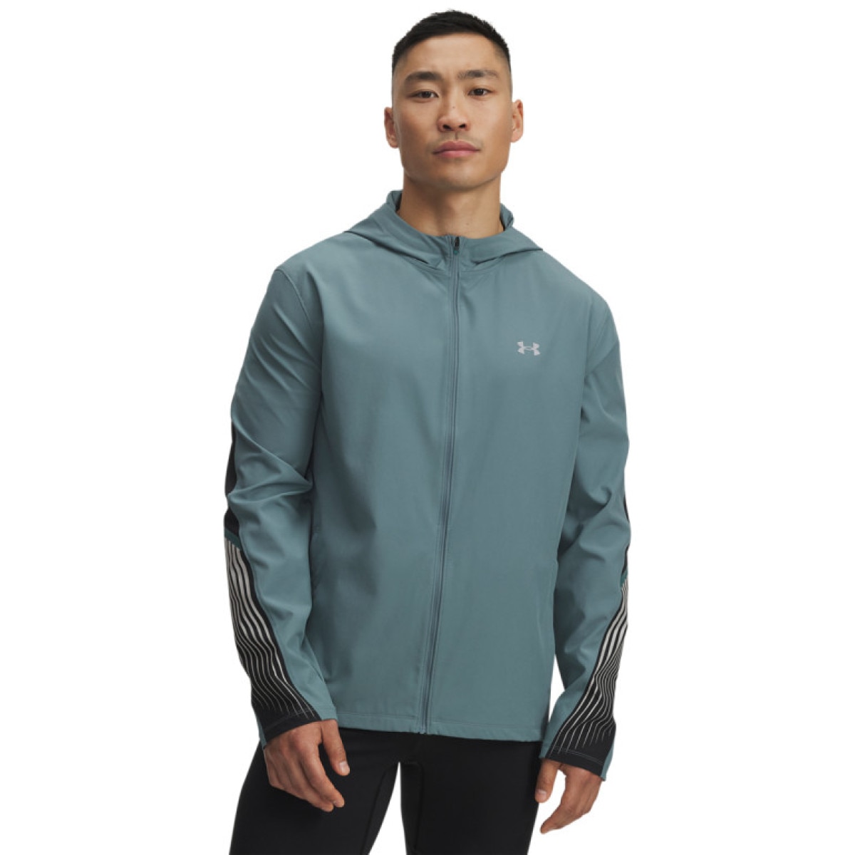 Męska kurtka do biegania Under Armour UA Velociti Storm Hooded - turkusowa
