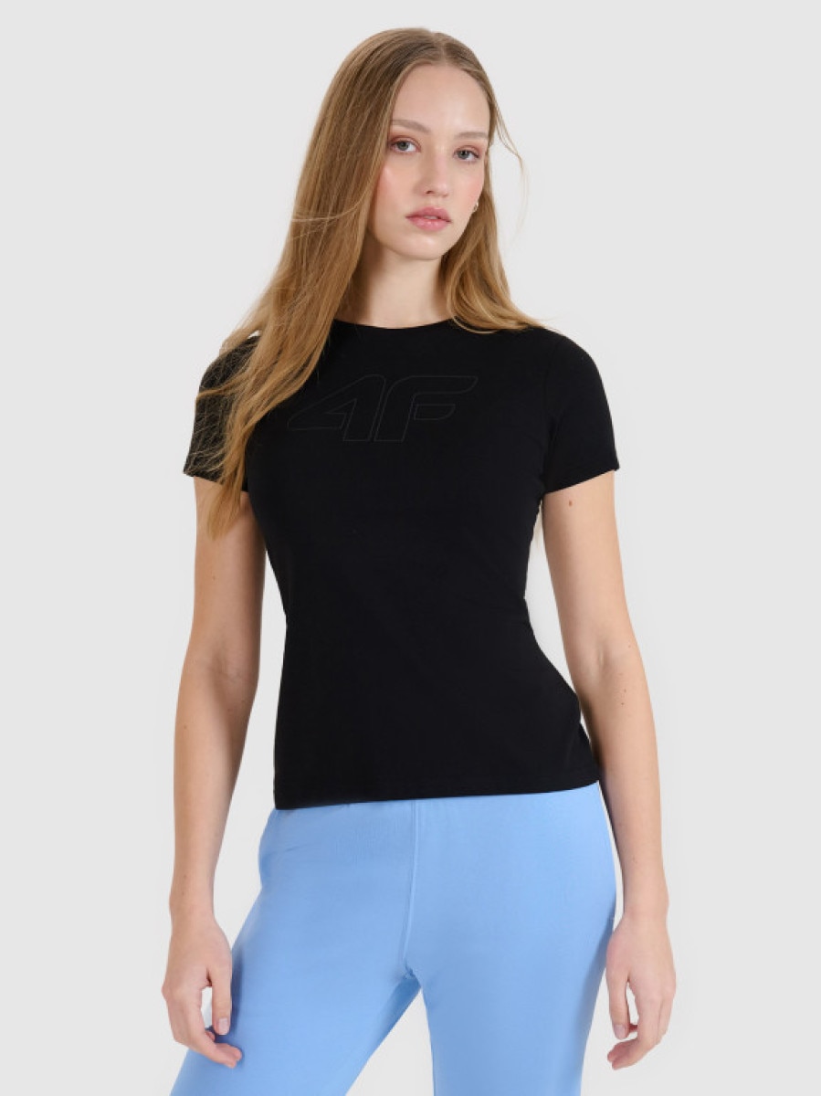 Damski t-shirt basic 4F 4FWMM00TTSHF2674 - czarny
