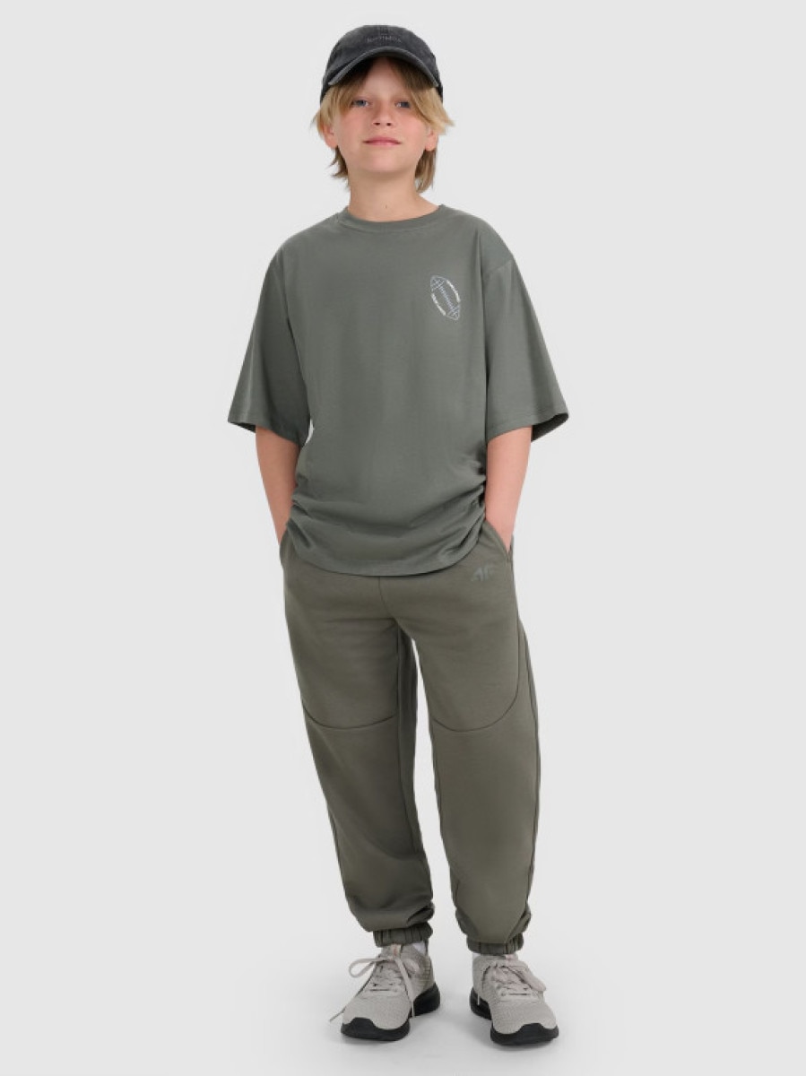 Chłopięce spodnie dresowe joggery 4F 4FJWAW25TTROM1257 - szare