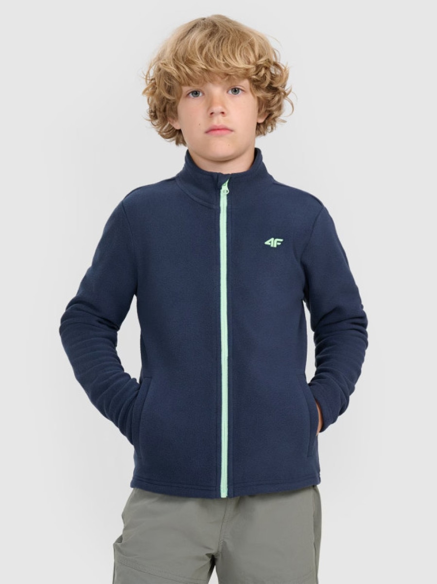 Chłopięcy polar ze stójką 4F 4FJWAW25TFLEM413 - granatowy