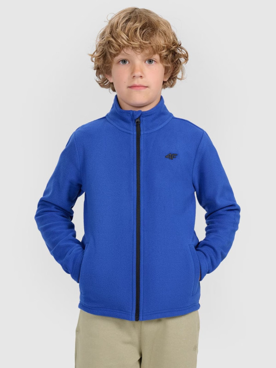Chłopięcy polar ze stójką 4F 4FJWAW25TFLEM413 - niebieski