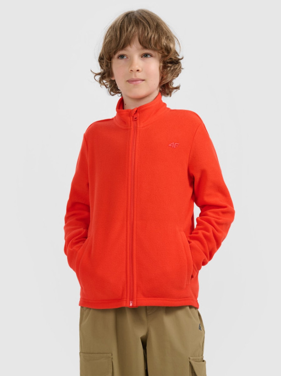 Chłopięcy polar ze stójką 4F 4FJRAW25TFLEM436 - czerwony