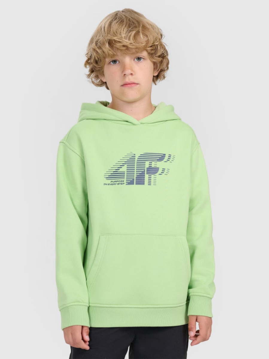 Chłopięca bluza nierozpinana z kapturem 4F 4FJRAW25TSWSM2414 - zielona