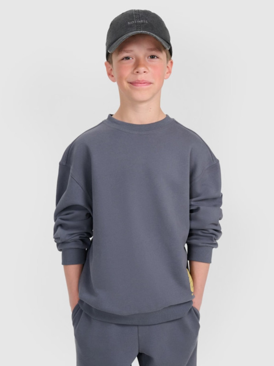 Chłopięca bluza nierozpinana bez kaptura 4F 4FJRAW25TSWSM2448 - szara