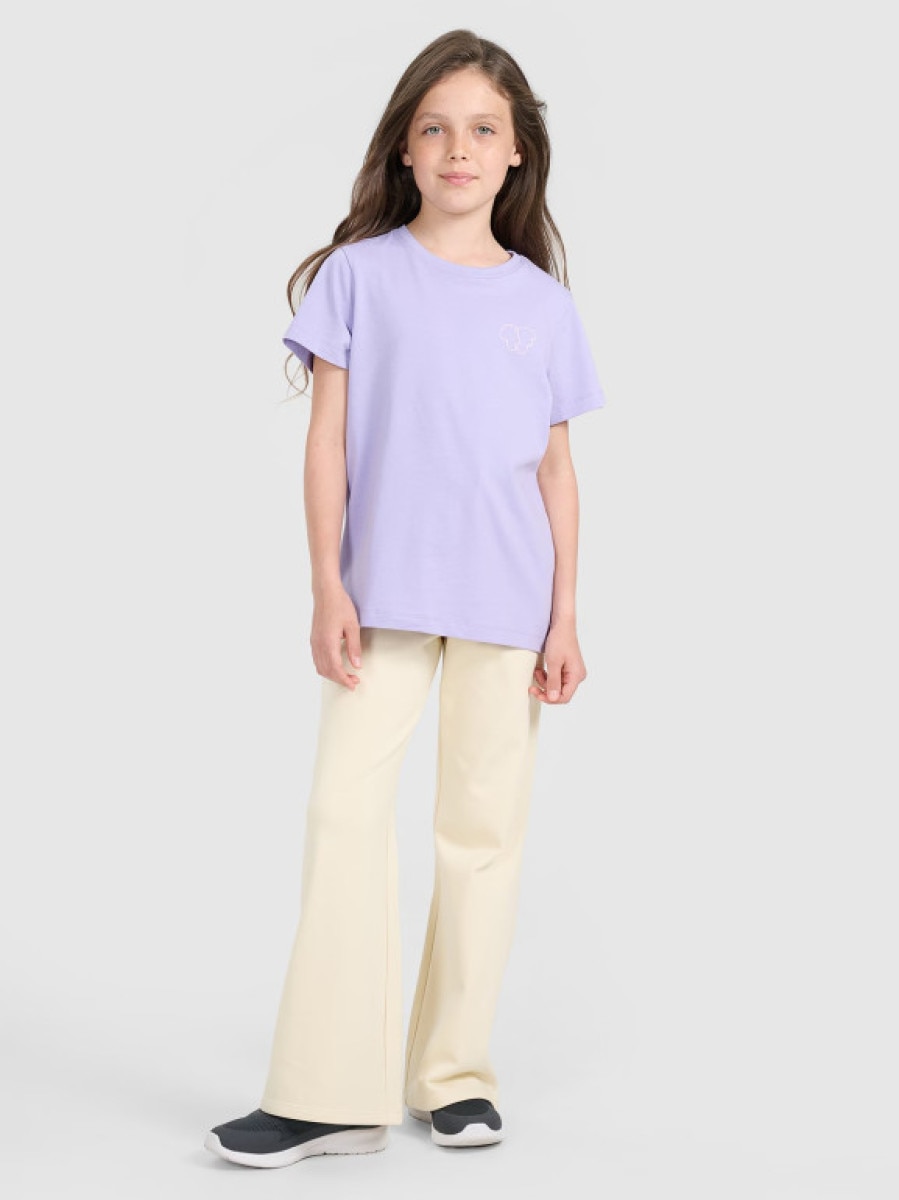 Dziewczęce spodnie dresowe 4F 4FJRAW25TTROF1600 - beżowe